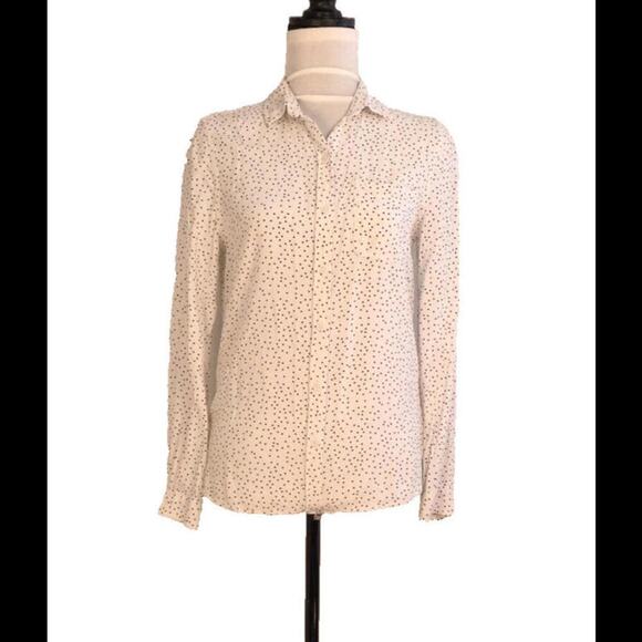 Beach Lunch Lounge Polka Dot Button Down Blouse White Small - Picture 2 of 8